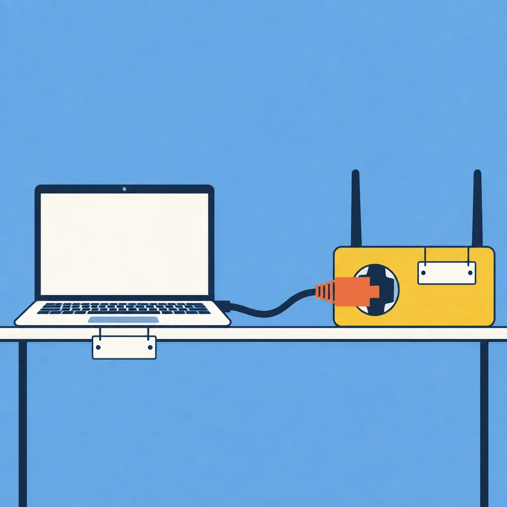 Illustration: Ein Netzwerkstecker passt nicht in die Buchse des Routers