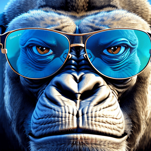 Ein Gorilla sitzt am Computer und arbeitet an SEO-Strategien für Geschäftserfolg.