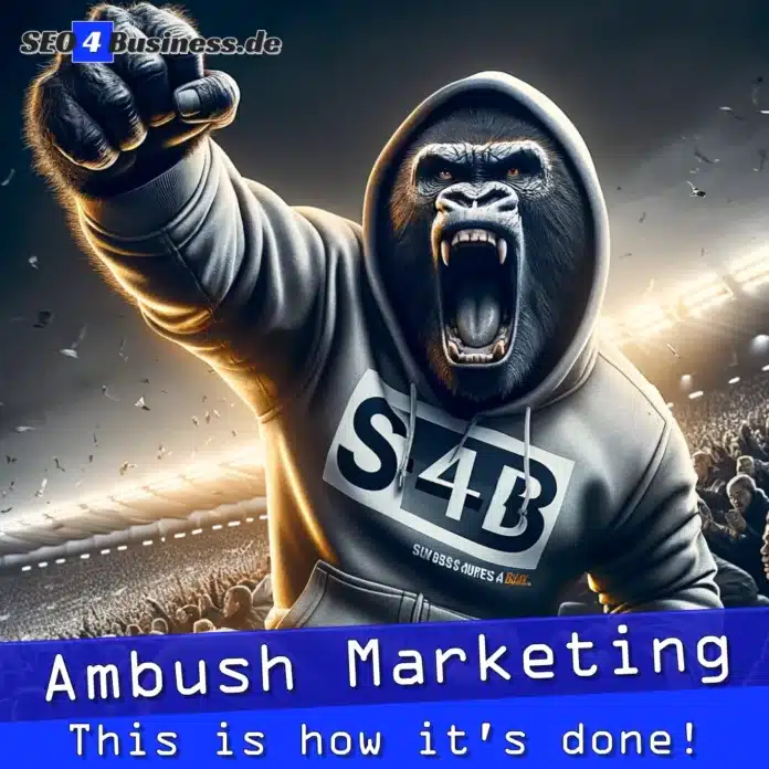 Gorilla in Aktion beim Ambush Marketing im Stadion