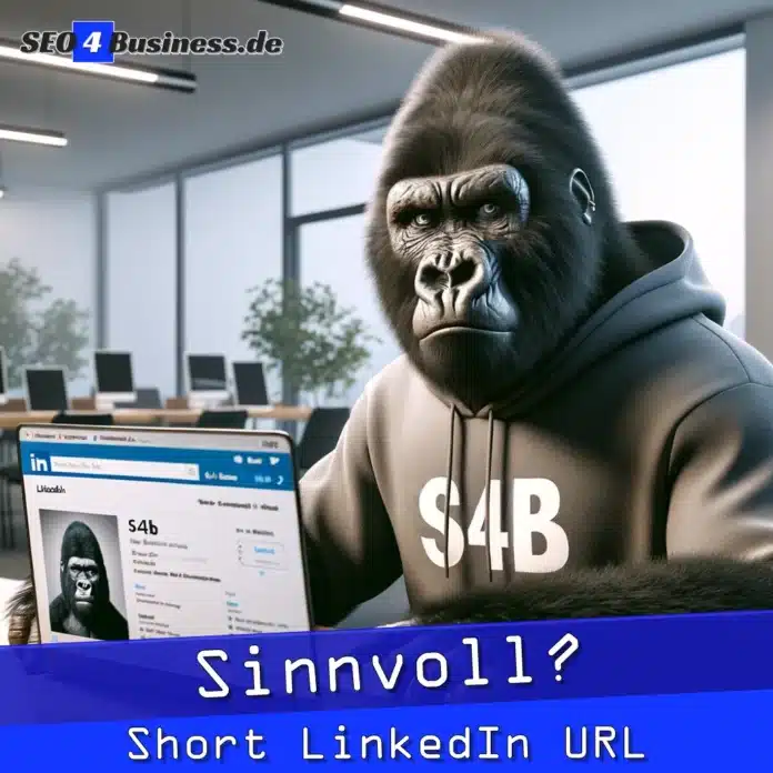 Gorilla optimiert LinkedIn URL am Laptop.