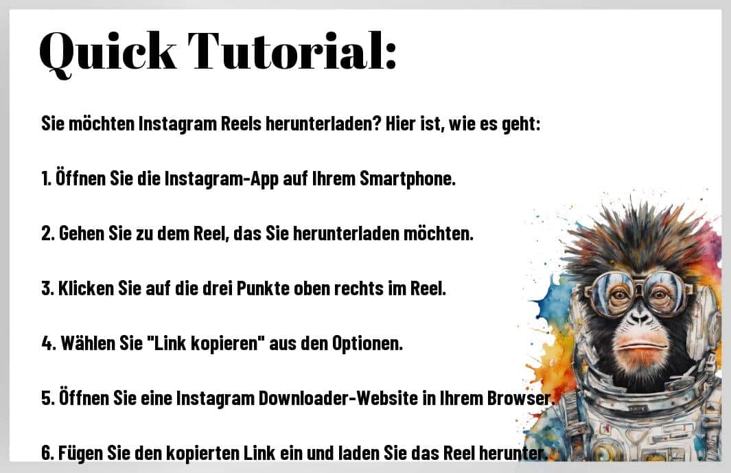 Instagram Reels herunterladen? Aber klar doch! Tauchen Sie ein in die Welt der Reels-Downloads. Finden Sie heraus, wie Sie Ihre Favoriten sichern und überall genießen können. Inspirierende Inhalte immer griffbereit – ganz ohne Internet! Bereit, Ihre Instagram-Entdeckungsreise zu starten?