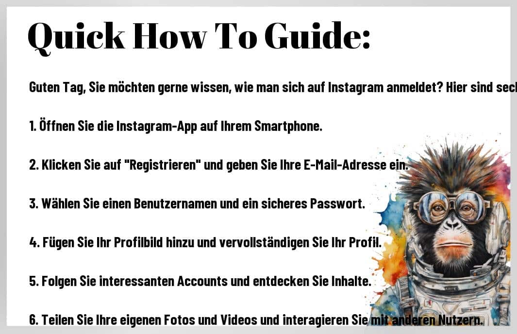 Stellen Sie sich vor, Sie könnten sofort in die aufregende Welt von Instagram eintauchen und Ihre Kreativität mit der Welt teilen! Die Anmeldung ist kinderleicht, und ich zeige Ihnen, wie. Mit meinen Insider-Tipps gestalten Sie Ihr Profil im Handumdrehen und ziehen Ihre ersten Follower an. Lassen Sie sich diese Chance nicht entgehen – Ihr Instagram-Erfolg beginnt genau hier!