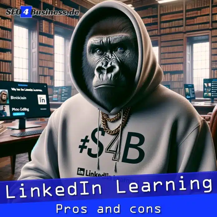 Gorilla zeigt auf Bildschirm mit LinkedIn Learning Logo