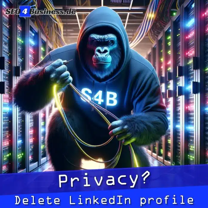 Gorilla löscht LinkedIn-Profil am Computer