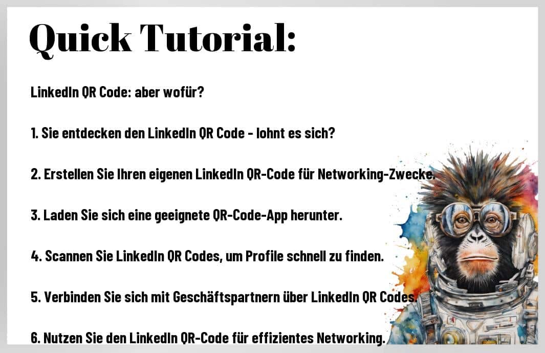 Stellen Sie sich vor, ein kleiner QR-Code könnte Ihre Karriere verändern! Der LinkedIn QR-Code ist Ihr Schlüssel zu unzähligen neuen Kontakten und ungeahnten Möglichkeiten. Warum ihn verpassen? Erfahren Sie, wie Sie mit diesem mächtigen Tool Ihr Netzwerk sprengen und beruflich durchstarten. Seien Sie gespannt, wie dieser Code Ihr Berufsleben revolutioniert und Ihnen Türen öffnet, von denen Sie nie zu träumen gewagt hätten. Entdecken Sie die Geheimnisse und lassen Sie sich inspirieren!