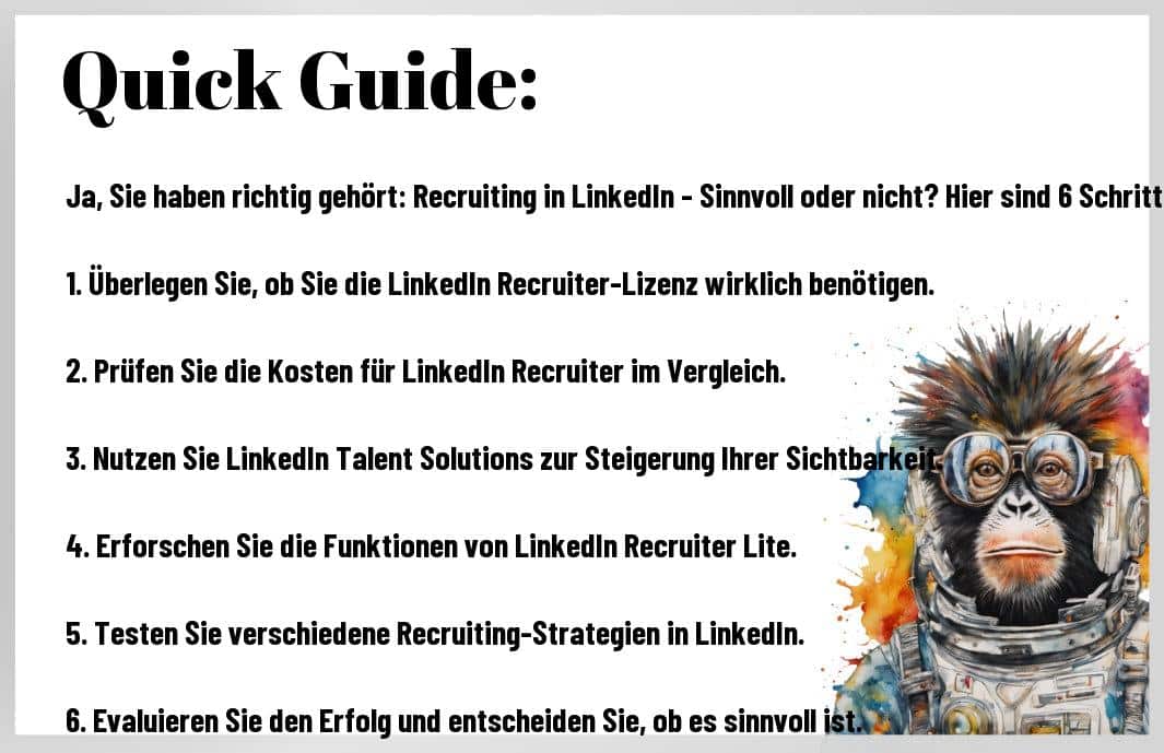 LinkedIn fürs Recruiting – sinnvoll oder Zeitverschwendung? Ich habe genau hingeschaut und zeige Ihnen, wie Sie die Plattform effektiv nutzen. Mit praxisnahen Tipps und humorvollen Einblicken helfe ich Ihnen, die besten Talente für Ihr Team zu finden. Entdecken Sie, welche Strategien wirklich funktionieren und welche Sie getrost vergessen können. Lassen Sie uns gemeinsam herausfinden, ob LinkedIn Ihr Rekrutierungsspiel verändern kann!