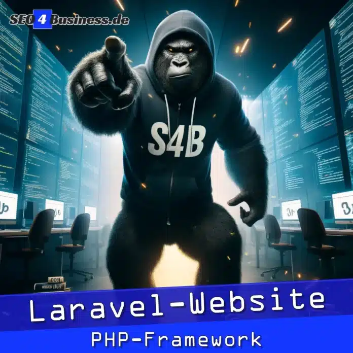 Gorilla im Büro mit Laravel-Code