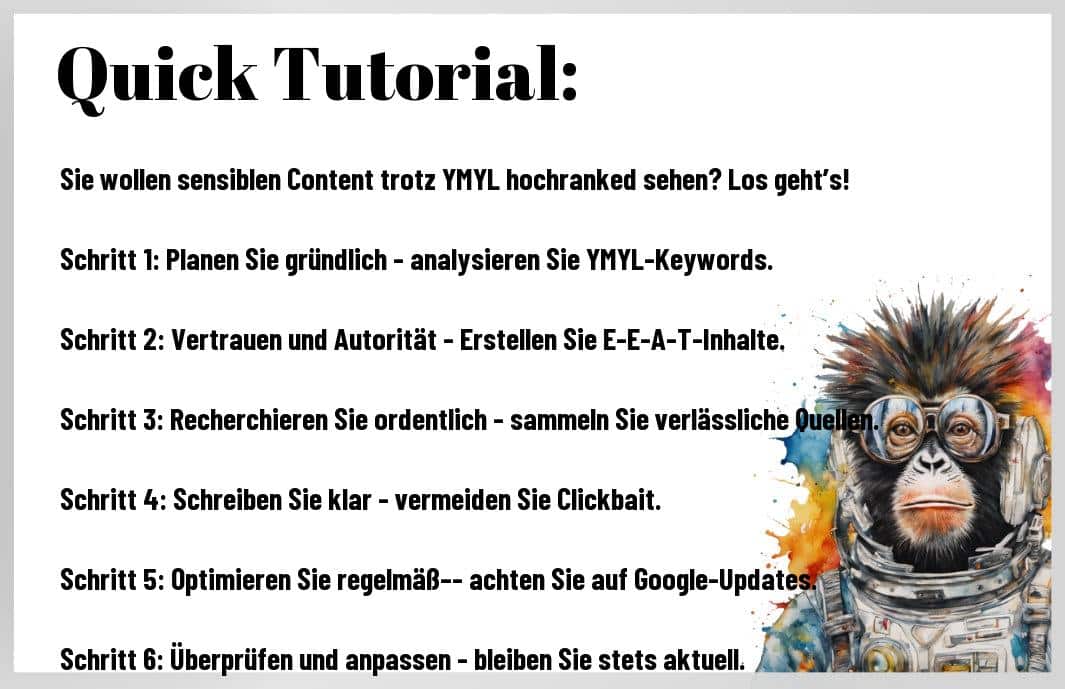 Vertrauenswürdigkeit ist der Schlüssel zu erfolgreichen YMYL-Inhalten. In diesem Beitrag erfahren Sie die geheimen Strategien, um sensible Inhalte optimal zu platzieren. Überraschen Sie sich selbst mit Erkenntnissen, die Ihr Ranking verbessern werden. Möchten Sie wissen, wie Google YMYL wirklich bewertet? Diese Informationen sind unverzichtbar und werden Ihr SEO-Wissen auf das nächste Level bringen. Bleiben Sie der Konkurrenz einen Schritt voraus und entdecken Sie, was wirklich funktioniert!