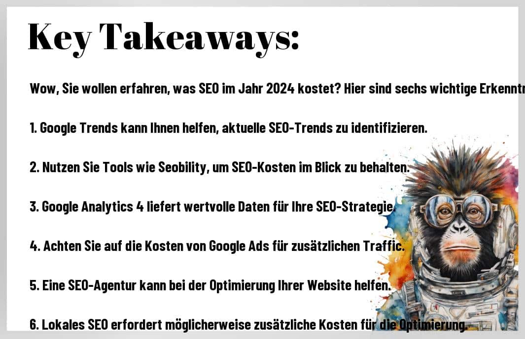 Explodieren Ihre SEO-Kosten 2024? Das muss nicht sein! Ich enthülle die besten Tricks, um Ihr Budget zu sprengen – aber nur im positiven Sinne. Entdecken Sie, wie Sie mit cleveren Strategien Ihre Ausgaben minimieren und Ihre Sichtbarkeit maximieren. Vertrauen Sie meinem Insiderwissen und lassen Sie Ihre Webseite durch die Decke gehen. Werden Sie zum SEO-Profi und lassen Sie die Konkurrenz staunend zurück. Bereit für die ultimativen Spar-Tipps?