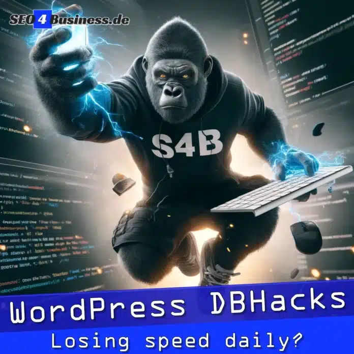 Gorilla im Sprung mit WordPress-Datenbank