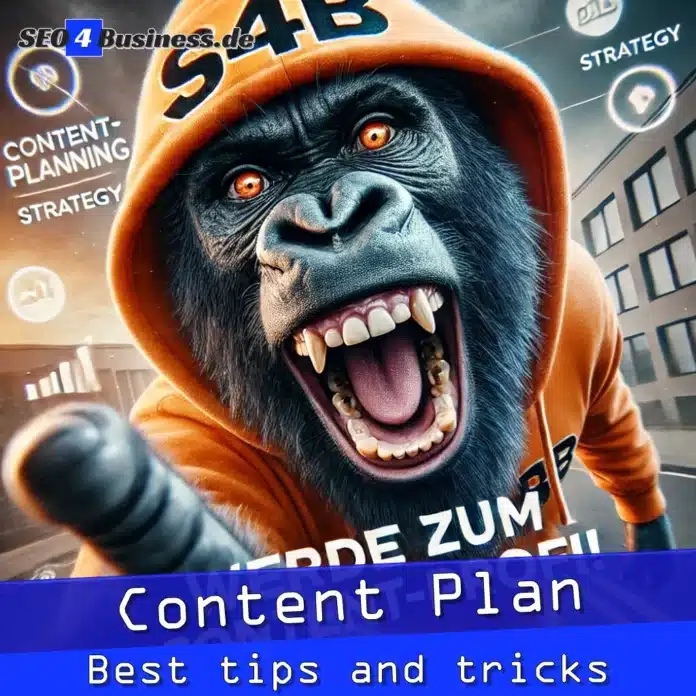 Gorilla im S4B-Hoodie zeigt Content Plan