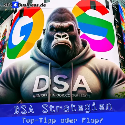 Gorilla mit DSA-Hoodie vor Google-Werbung